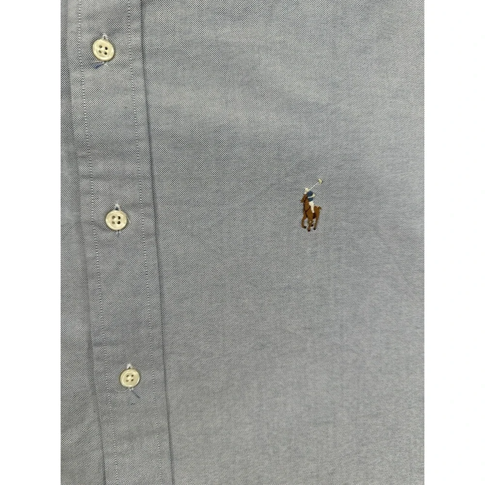 Polo Ralph Lauren Mens Custom Fit 17-34/35 Button Down Shirt Blue XXL Long Sleev